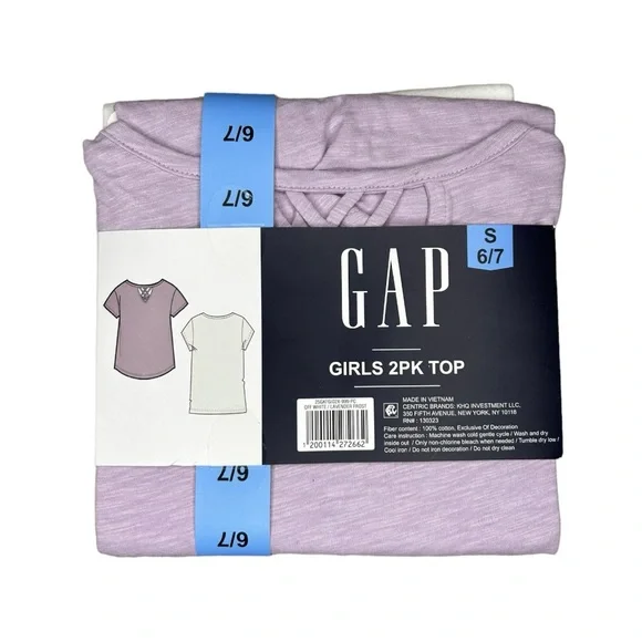 GAP Girl's 2 Pack Short Sleeve Soft Graphic Logo Cut Out Back Tee Size 4/5 & 6/7 - Picture 3 of 8